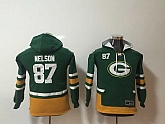 Youth Nike Green Bay Packers #87 Jordy Nelson Green All Stitched Hooded Sweatshirt