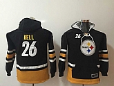 Youth Pittsburgh Steelers #26 Le'Veon Bell Black All Stitched Hooded Sweatshirt
