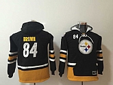 Youth Pittsburgh Steelers #84 Antonio Brown Black All Stitched Hooded Sweatshirt,baseball caps,new era cap wholesale,wholesale hats