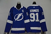 Women Tampa Bay Lightning #91 Steven Stamkos Blue Adidas Stitched Jersey