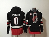 Portland Blazaers #0 Damian Lillard Black All Stitched Hooded Sweatshirt,baseball caps,new era cap wholesale,wholesale hats
