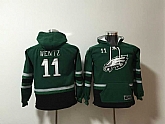 Youth Philadelphia Eagles #11 Carson Wentz Green All Stitched Hooded Sweatshirt