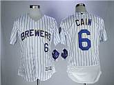 Brewers 6 Lorenzo Cain White Flexbase baseball Jerseys