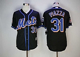 Mets 31 Mike Piazza Black Hall Of Fame Cool Base baseball Jerseys,baseball caps,new era cap wholesale,wholesale hats