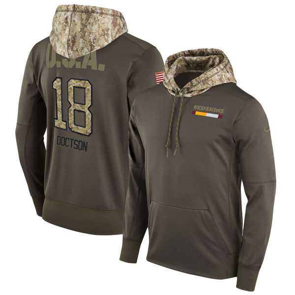 Nike Redskins 18 Josh Doctson Men's Olive Salute To Service Pullover Hoodie