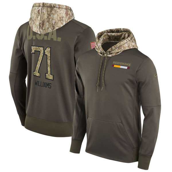 Nike Redskins 71 Trent Williams Men's Olive Salute To Service Pullover Hoodie