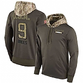 Nike Saints 9 Drew Brees Men's Olive Salute To Service Pullover Hoodie,baseball caps,new era cap wholesale,wholesale hats