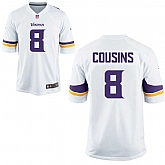 Nike Vikings 8 Kirk Cousins White Team Color Game Jersey,baseball caps,new era cap wholesale,wholesale hats