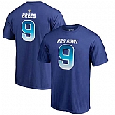 Saints 9 Drew Brees NFC NFL Pro Line by Fanatics Branded 2018 Pro Bowl Stack Name & Number T Shirt Royal,baseball caps,new era cap wholesale,wholesale hats