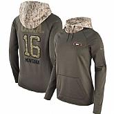 Women Nike 49ers 16 Joe Montana Olive Salute To Service Pullover Hoodie,baseball caps,new era cap wholesale,wholesale hats