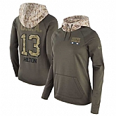 Women Nike Colts 13 T.Y. Hilton Olive Salute To Service Pullover Hoodie