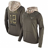 Women Nike Jets 12 Joe Namath Olive Salute To Service Pullover Hoodie,baseball caps,new era cap wholesale,wholesale hats