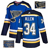 Blues 34 Jake Allen Blue Glittery Edition Adidas Jersey,baseball caps,new era cap wholesale,wholesale hats