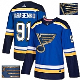 Blues 91 Vladimir Tarasenko Blue With Special Glittery Logo Adidas Jersey,baseball caps,new era cap wholesale,wholesale hats