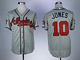 Braves 10 Chipper Jones Gray With 30 Season In Atlanta Patch Cool Base Jersey,baseball caps,new era cap wholesale,wholesale hats
