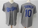 Dodgers 10 Justin Turner Gray Cool Base Baseball Jerseys,baseball caps,new era cap wholesale,wholesale hats