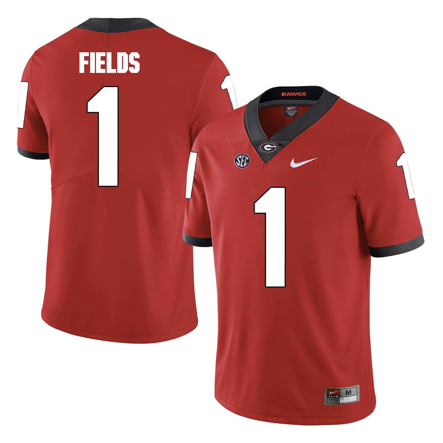 Georgia Bulldogs 1 Justin Fields Red College Football Jersey DingZhi