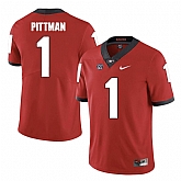 Georgia Bulldogs 1 Sam Pittman Red College Football Jersey DingZhi,baseball caps,new era cap wholesale,wholesale hats