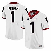 Georgia Bulldogs 1 Sam Pittman White College Football Jersey DingZhi,baseball caps,new era cap wholesale,wholesale hats