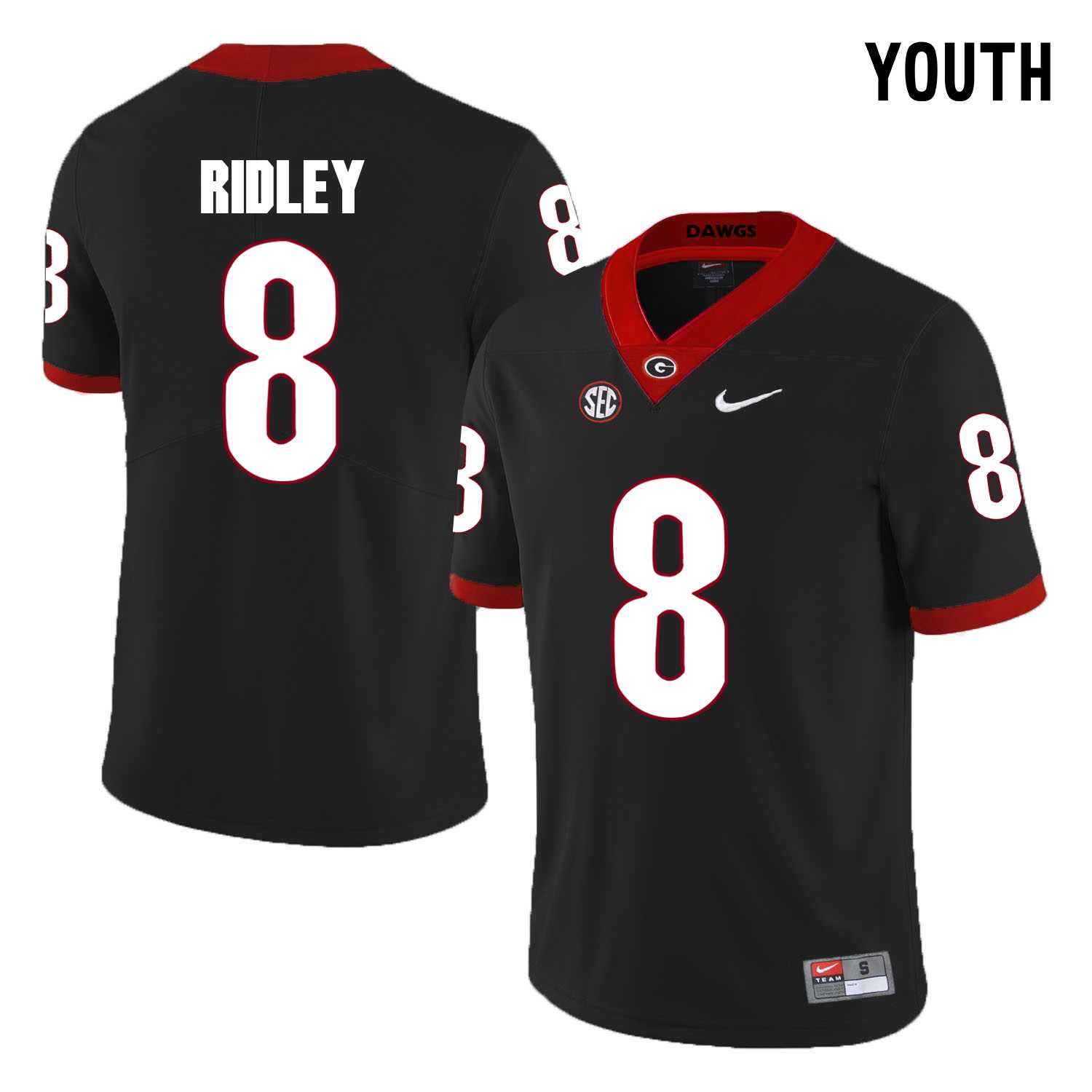 Georgia Bulldogs 8 Riley Ridley Black Youth College Football Jersey DingZhi