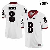 Georgia Bulldogs 8 Riley Ridley White Youth College Football Jersey DingZhi,baseball caps,new era cap wholesale,wholesale hats