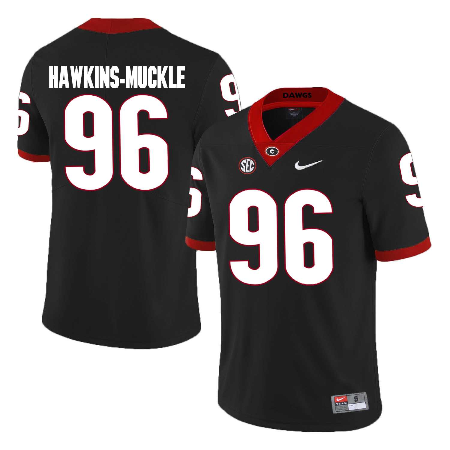 Georgia Bulldogs 96 DaQuan Hawkins-Muckle Black College Football Jersey DingZhi