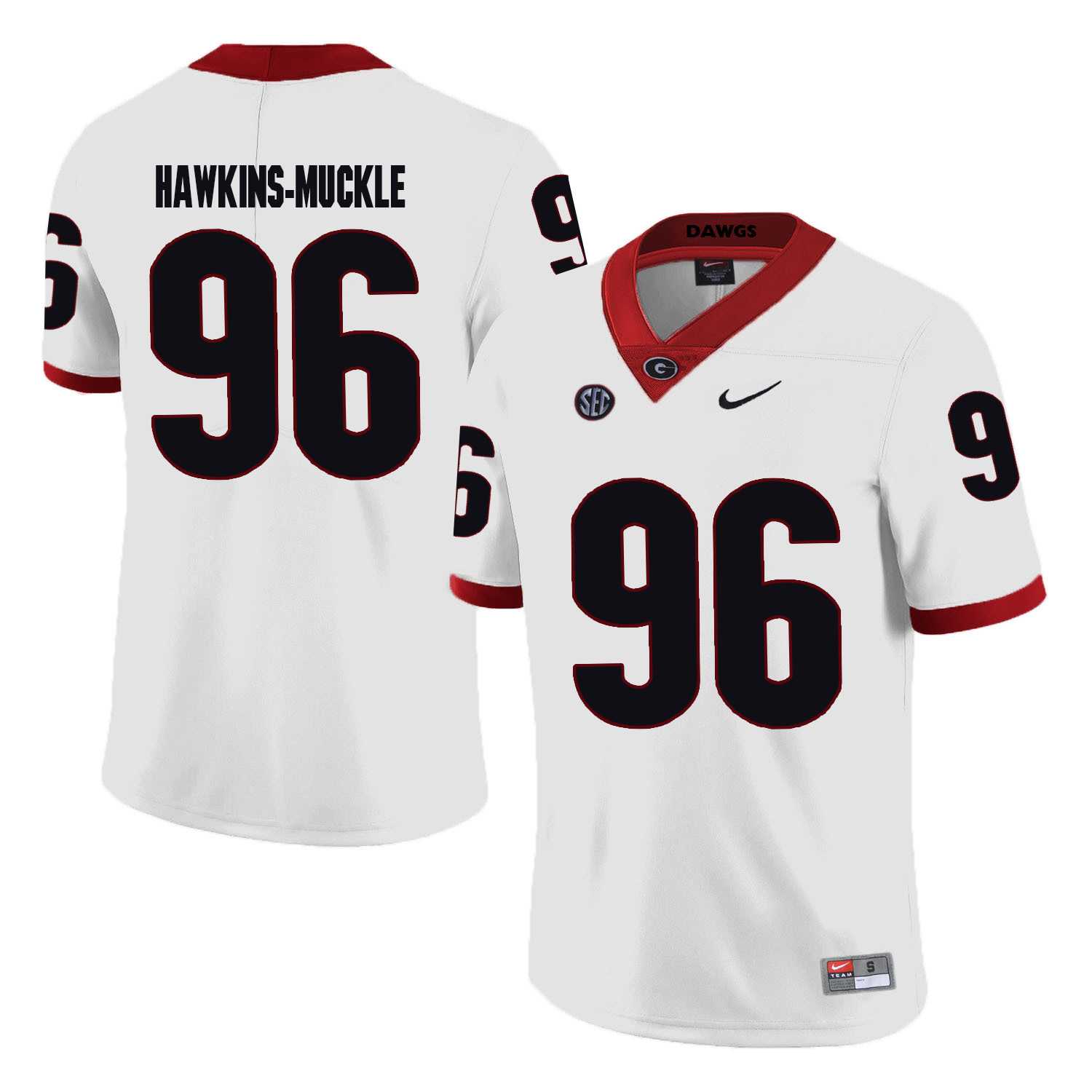 Georgia Bulldogs 96 DaQuan Hawkins-Muckle White College Football Jersey DingZhi