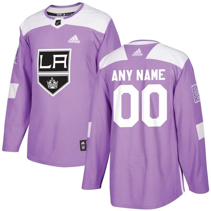 Men's Customized Los Angeles Kings Purple Adidas Hockey Fights Cancer Practice Jersey