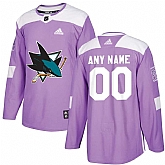 Men's Customized San Jose Sharks Purple Adidas Hockey Fights Cancer Practice Jersey,baseball caps,new era cap wholesale,wholesale hats