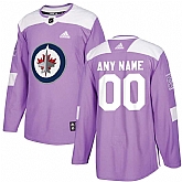 Men's Customized Winnipeg Jets Purple Adidas Hockey Fights Cancer Practice Jersey,baseball caps,new era cap wholesale,wholesale hats
