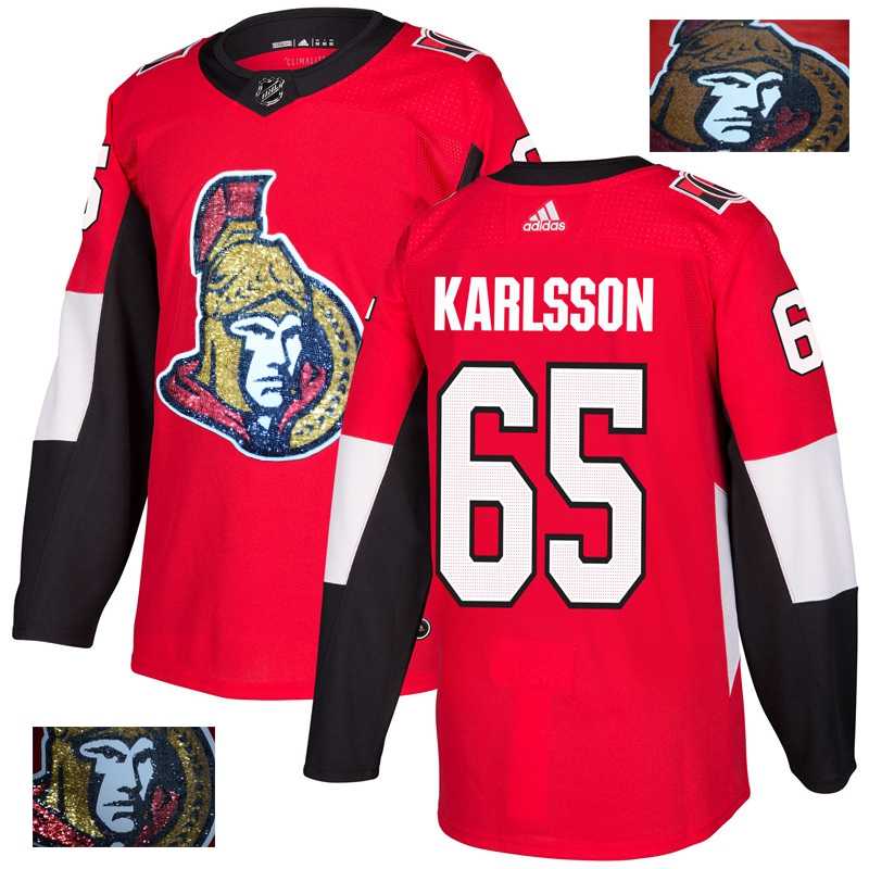 Ottawa Senators #65 Erik Karlsson Red With Special Glittery Logo Adidas Jersey