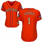 Women Astros #1 Carlos Correa Orange 2018 Gold Program Cool Base Jersey,baseball caps,new era cap wholesale,wholesale hats