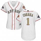 Women Astros #1 Carlos Correa White 2018 Gold Program Cool Base Jersey,baseball caps,new era cap wholesale,wholesale hats