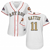 Women Astros #11 Evan Gattis White 2018 Gold Program Cool Base Jersey,baseball caps,new era cap wholesale,wholesale hats