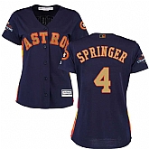 Women Astros #4 George Springer Navy 2018 Gold Program Cool Base Jersey,baseball caps,new era cap wholesale,wholesale hats