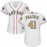Women Astros #41 Brad Peacock White 2018 Gold Program Cool Base Jersey,baseball caps,new era cap wholesale,wholesale hats