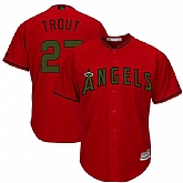 Angels 27 Mike Trout Red 2018 Memorial Day Cool Base Jersey,baseball caps,new era cap wholesale,wholesale hats