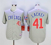 Cubs 41 John Lackey Gray Cool Base Baseball Jerseys,baseball caps,new era cap wholesale,wholesale hats