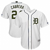 Tigers 24 Miguel Cabrera White 2018 Memorial Day Cool Base Jersey,baseball caps,new era cap wholesale,wholesale hats