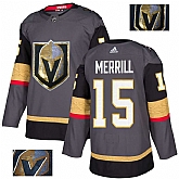 Vegas Golden Knights 15 Jon Merrill Gray With Special Glittery Logo Adidas Jersey,baseball caps,new era cap wholesale,wholesale hats