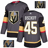 Vegas Golden Knights 45 Jake Bischoff Gray With Special Glittery Logo Adidas Jersey,baseball caps,new era cap wholesale,wholesale hats