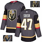 Vegas Golden Knights 47 Luca Sbisa Gray With Special Glittery Logo Adidas Jersey,baseball caps,new era cap wholesale,wholesale hats