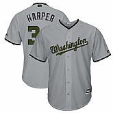 Washington 34 Bryce Harper Gray 2018 Memorial Day Cool Base Jersey,baseball caps,new era cap wholesale,wholesale hats