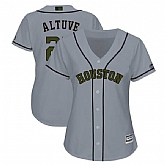 Women Astros 27 Jose Altuve Gray 2018 Memorial Day Cool Base Jersey,baseball caps,new era cap wholesale,wholesale hats