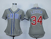 Women Cubs 34 Jon Lester Gray Cool Base Baseball Jerseys,baseball caps,new era cap wholesale,wholesale hats
