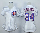 Women Cubs 34 Jon Lester White Cool Base Baseball Jerseys,baseball caps,new era cap wholesale,wholesale hats