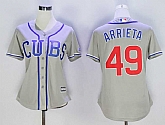 Women Cubs 49 Jake Arrieta Gray Cool Base Baseball Jerseys,baseball caps,new era cap wholesale,wholesale hats