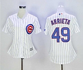 Women Cubs 49 Jake Arrieta White Cool Base Baseball Jerseys,baseball caps,new era cap wholesale,wholesale hats