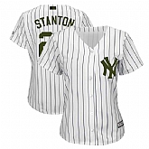 Women Yankees 27 Giancarlo Stanton White 2018 Memorial Day Cool Base Jersey,baseball caps,new era cap wholesale,wholesale hats
