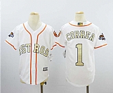 Youth Astros 1 Carlos Correa White 2018 Gold Program Cool Base Baseball Jerseys,baseball caps,new era cap wholesale,wholesale hats